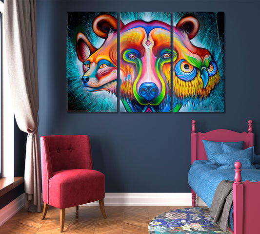 CREATORS Wall Street Art Abstract Vibrant Graffiti Animals Montreal Canada Canvas Print Animals Canvas Print Artesty   