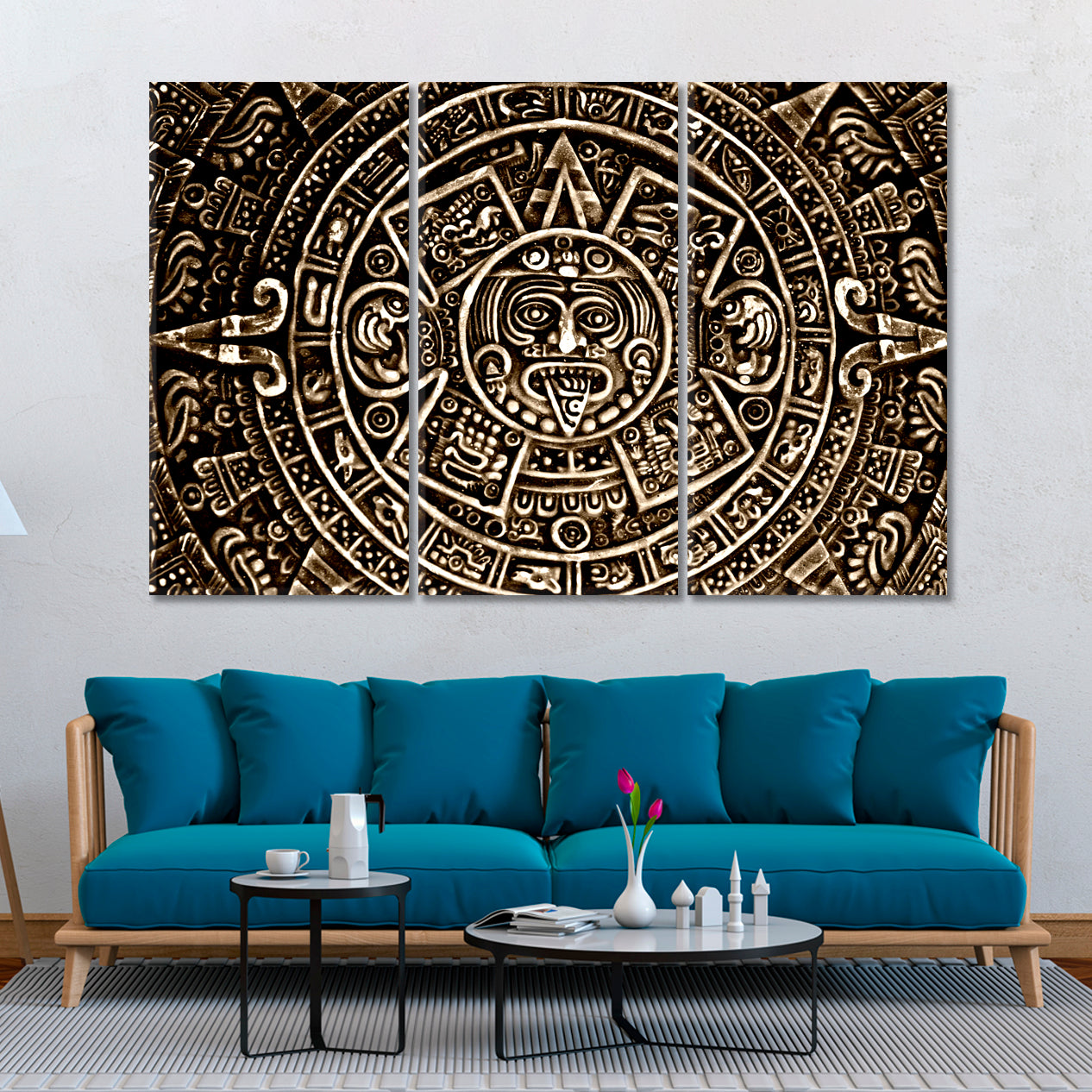 Ancient Mayan Calendar Sun Symbol Pagan Ornament Sunstone Vintage Affordable Canvas Print Artesty   