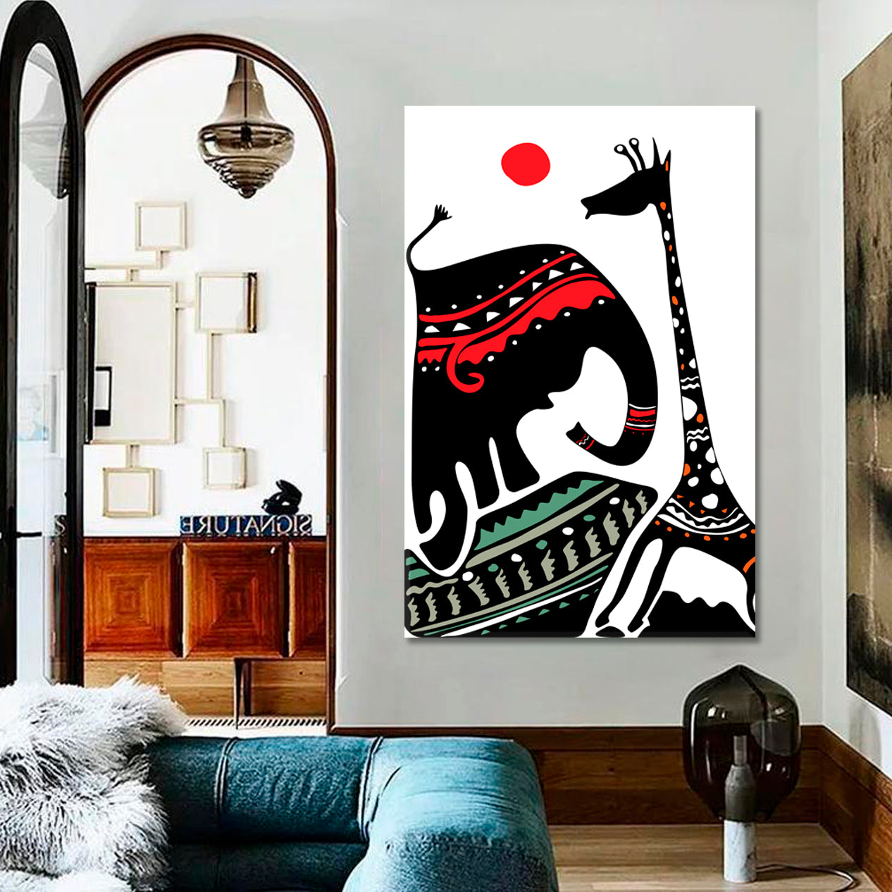 Abstract African Style African Animals Elephant Giraffe Abstract Art Print Artesty   