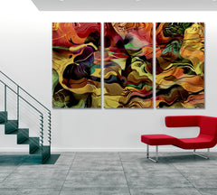 Abstract Colorful Wavy Spirals Contemporary Art Artesty 3 panels 36" x 24" 