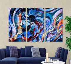 Spiritual Abstraction Stained Glass Pattern Abstract Art Print Artesty 3 panels 36" x 24" 