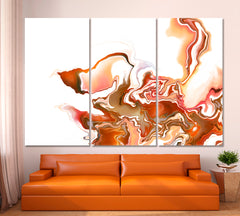 Brown Orange Mix Abstract Wavy Forms Futuristic Pattern Fluid Art, Oriental Marbling Canvas Print Artesty 3 panels 36" x 24" 