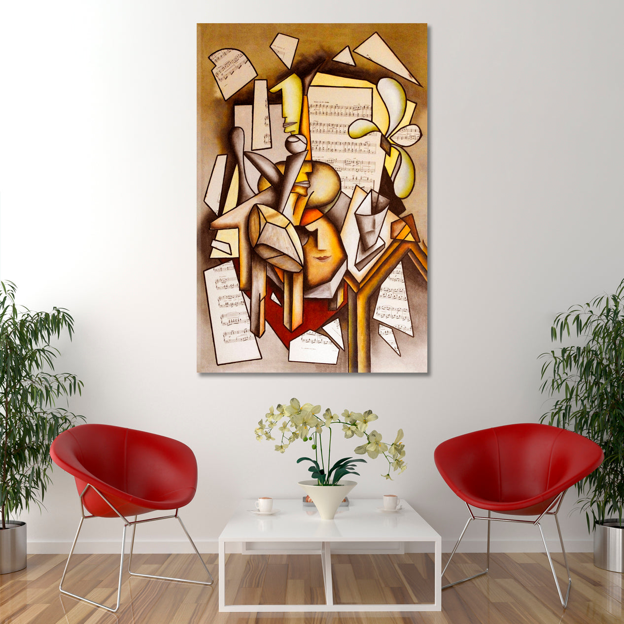 MUSICIAN Contemporary Cubism Painting Cubist Trendy Large Art Print Artesty   