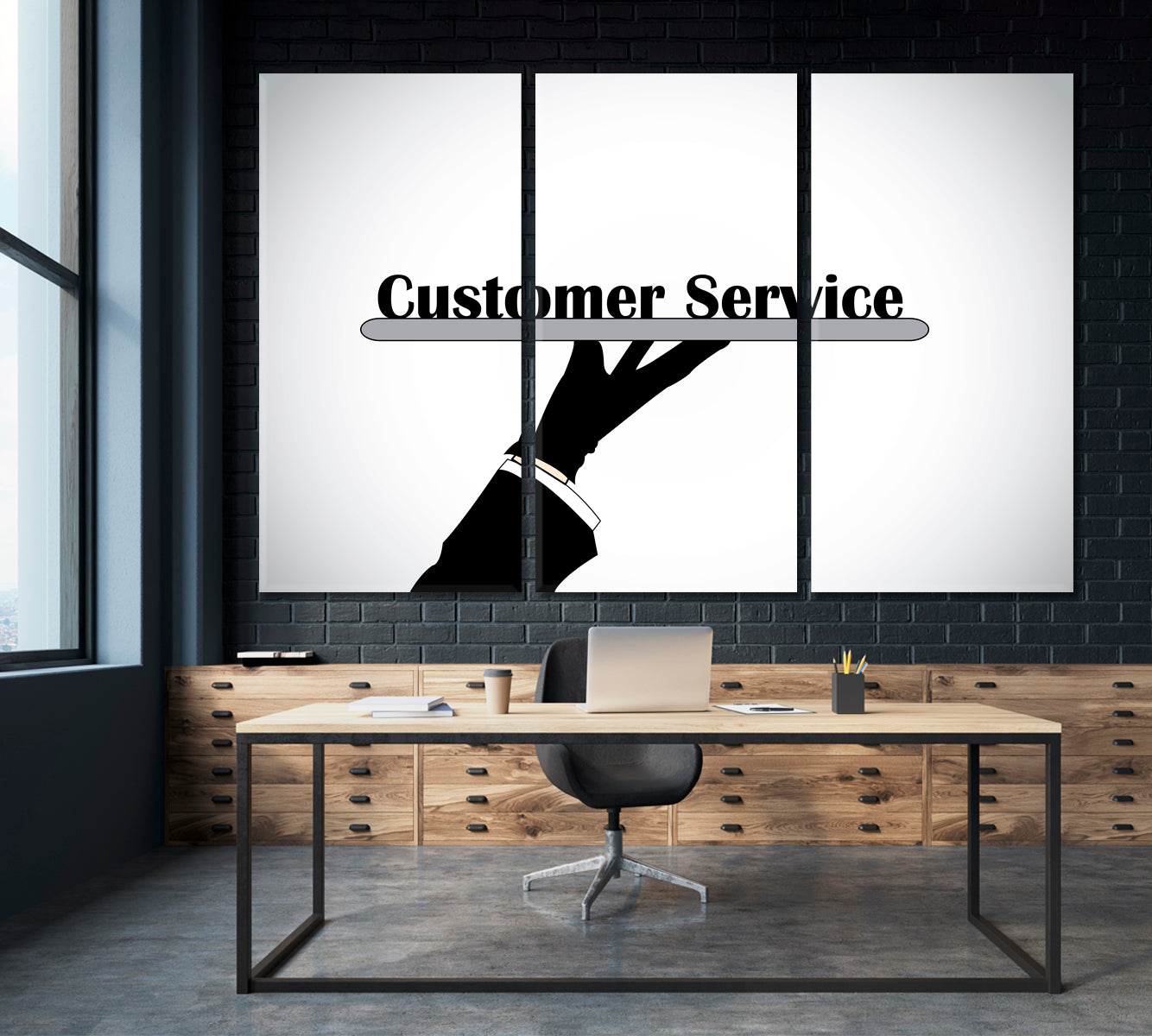 BUSINESS Professional Customer Service Business Concept Wall Art Artesty 3 panels 36" x 24" 