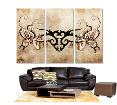 TRIBAL WITH TWO NYMPHS Angels on Vintage Background Vintage Affordable Canvas Print Artesty 3 panels 36" x 24" 