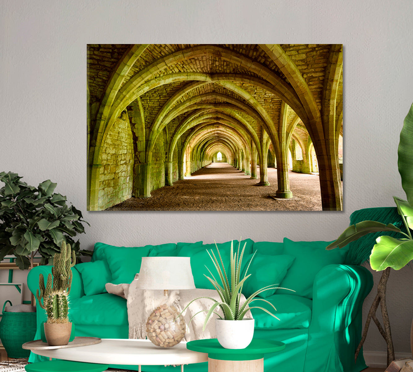 Abbey Cistercian Monastery Vaulted Stone Arch North Yorkshire UK Countries Canvas Print Artesty   