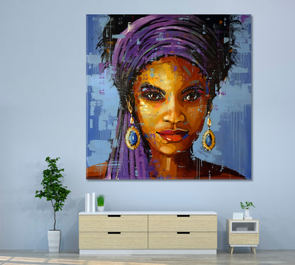 ROYAL PURPLENESS | Fine Art Portrait Woman Grunge Graffiti Style Canvas Print - Square People Portrait Wall Hangings Artesty   