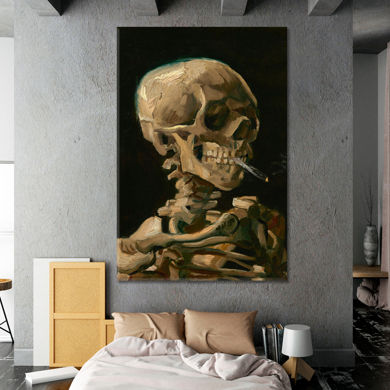 Skeleton with a Burning Cigarette Vincent Van Gogh Reproductions Fine Art Artesty   