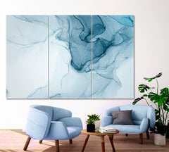 Marble Alcohol Ink Abstract Painting Soft Color Modern Artistic Motion Fluid Art, Oriental Marbling Canvas Print Artesty 3 panels 36" x 24" 