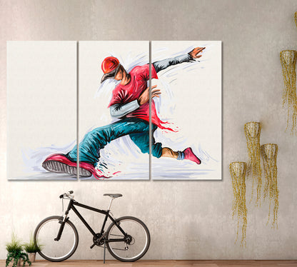 Boy Hip Hop Dance Rap Music Kids Teenager Active Life Concept Fine Art Canvas Print Kids Room Canvas Art Print Artesty 3 panels 36" x 24" 