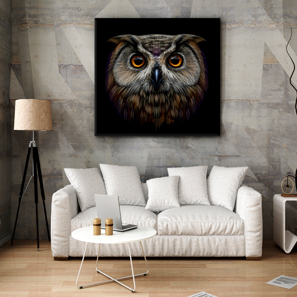 Owl Portrait Animals Canvas Print Artesty 1 Panel 12"x12" 