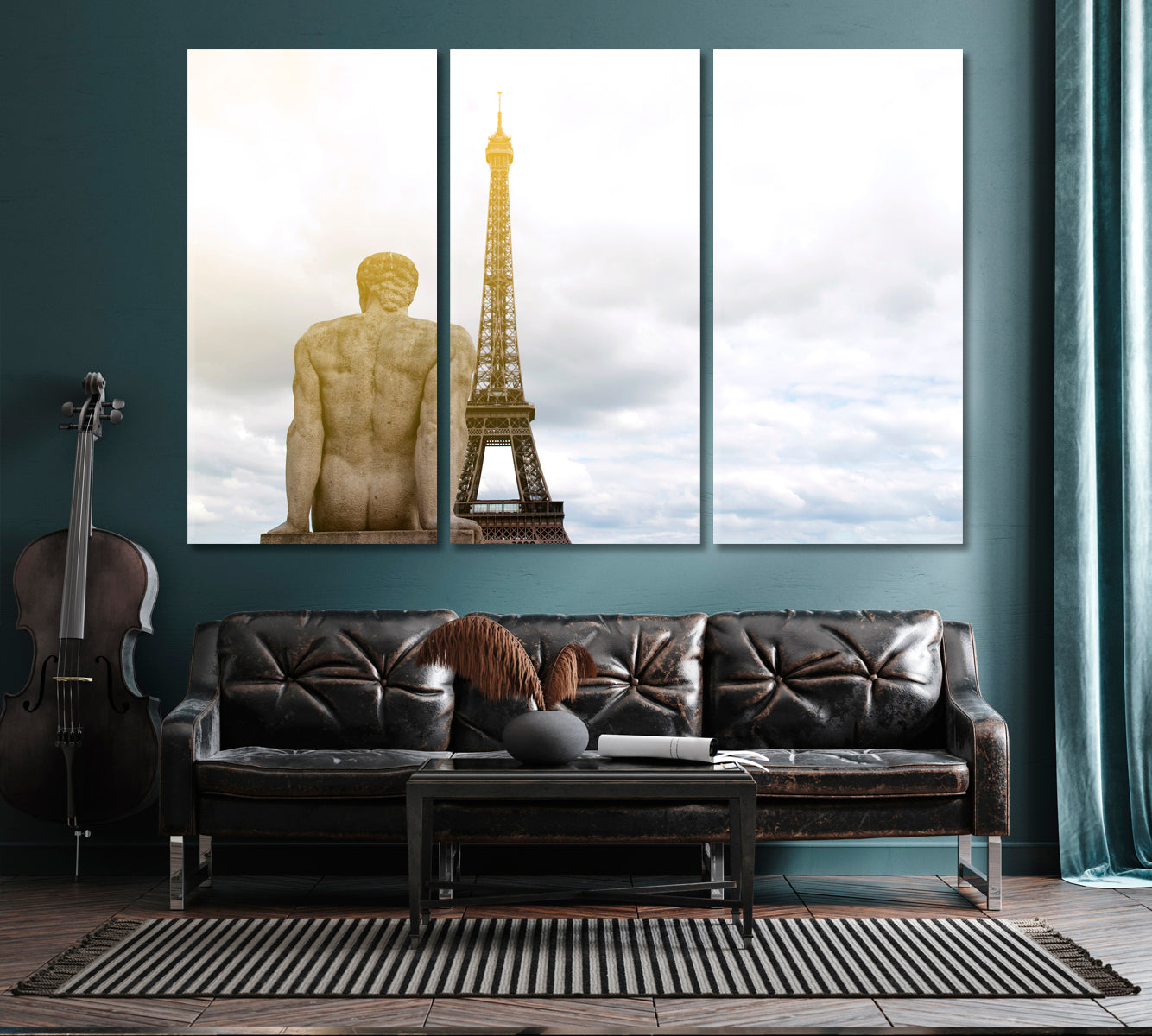 Paris City of Love Light Dream Famous Landmarks Artwork Print Artesty 3 panels 36" x 24" 