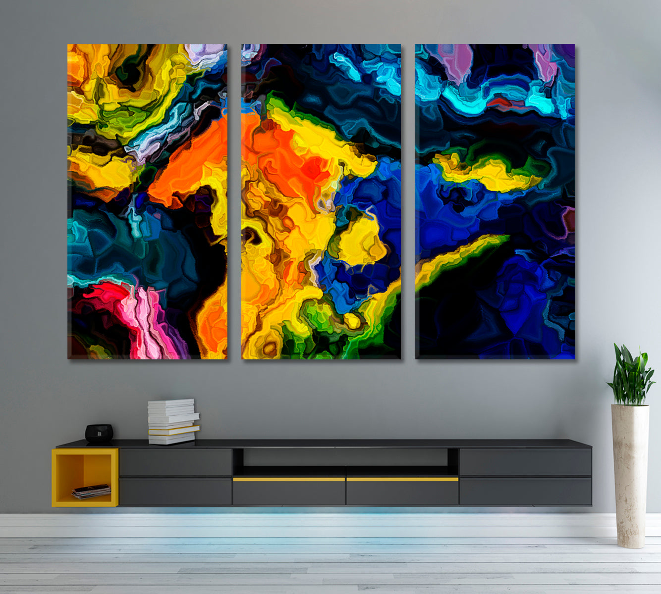 FLUID LINES  Abstract Art Abstract Art Print Artesty 3 panels 36" x 24" 