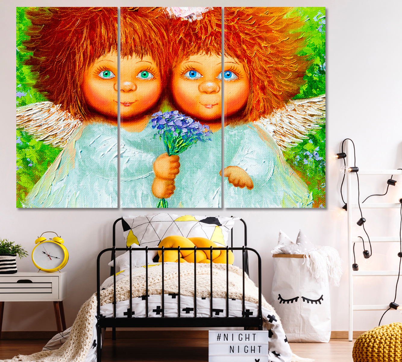 KID'S ART Two Cute Little Girls Shaggy Red Hair Kids Room Canvas Art Print Artesty   