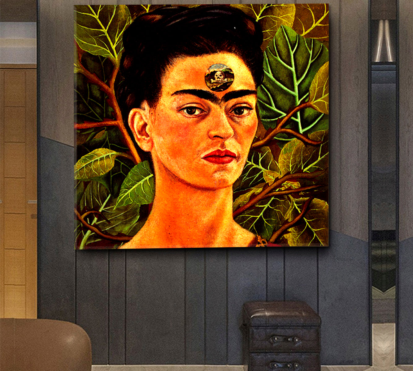 FRIDA KAHLO Portrait Nature and Artifacts ‎Magic Realism - Square People Portrait Wall Hangings Artesty   