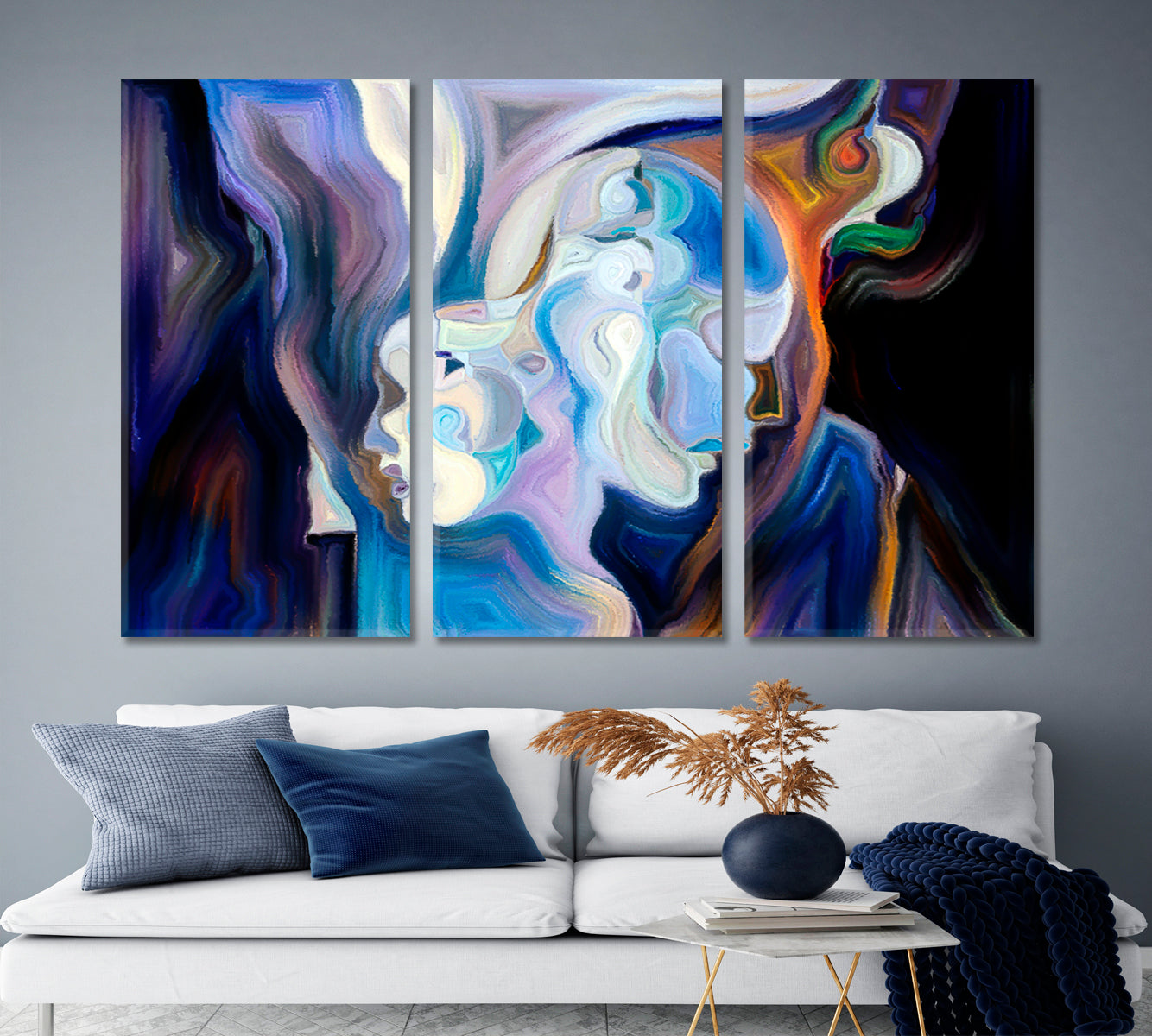 Soul World Love Relationship Nature All In Colors Abstract Design Contemporary Art Artesty 3 panels 36" x 24" 