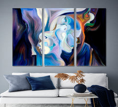 Soul World Love Relationship Nature All In Colors Abstract Design Contemporary Art Artesty 3 panels 36" x 24" 