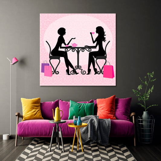 Girls in Cafe Restaurant Modern Wall Art Artesty   