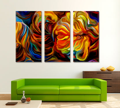 ABSTRACT SHAPES Contemporary Vivid Trendy Art Contemporary Art Artesty 3 panels 36" x 24" 