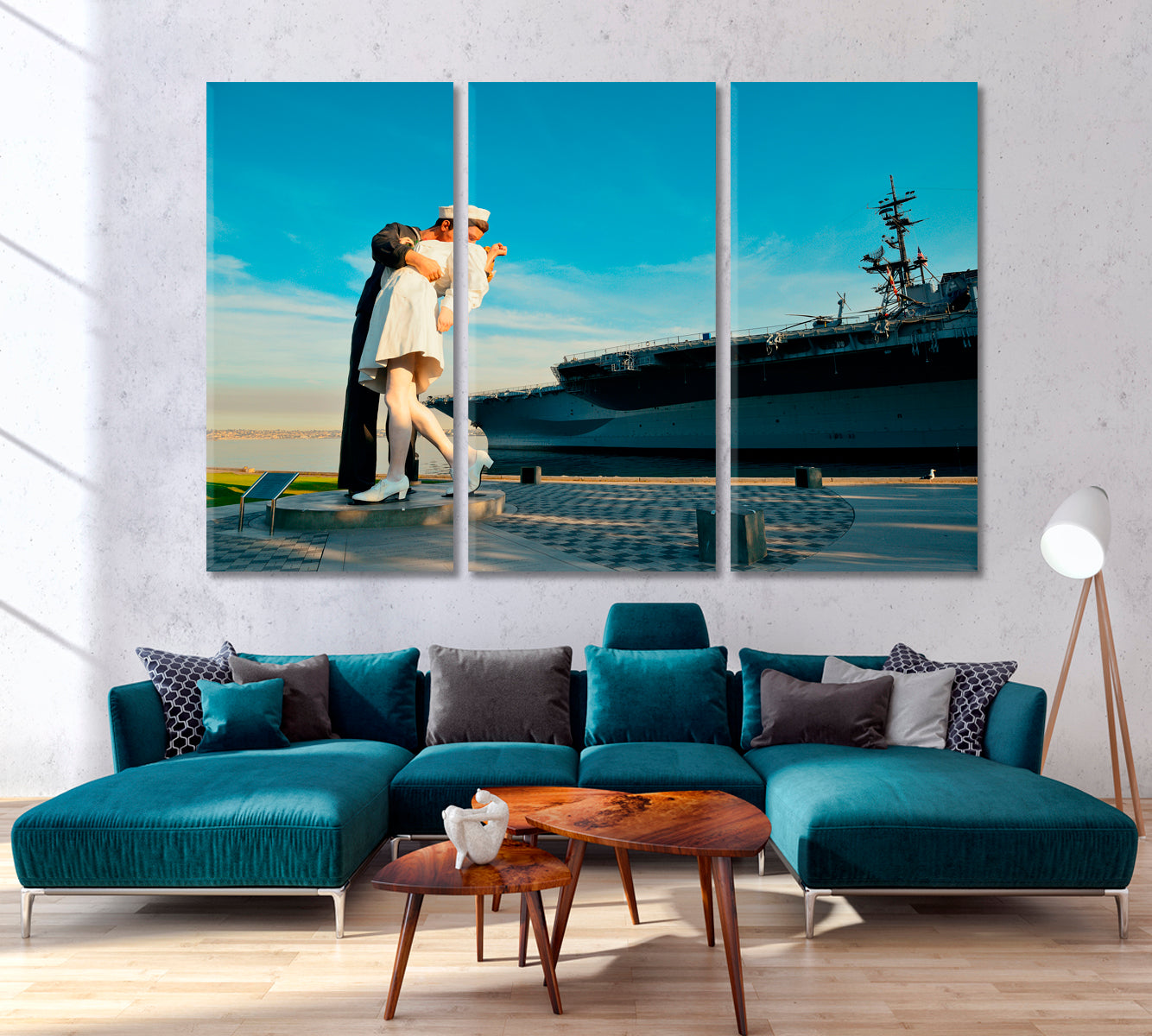 San Diego CA Sculpture Seaport USA Architecture Attractions Canvas Print Famous Landmarks Artwork Print Artesty 3 panels 36" x 24" 