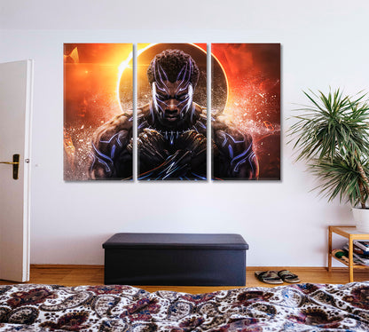 BLACK PANTHER Wakanda Forever Artwork Teenager Room Art Canvas Print Celebs Canvas Print Artesty 3 panels 36" x 24" 