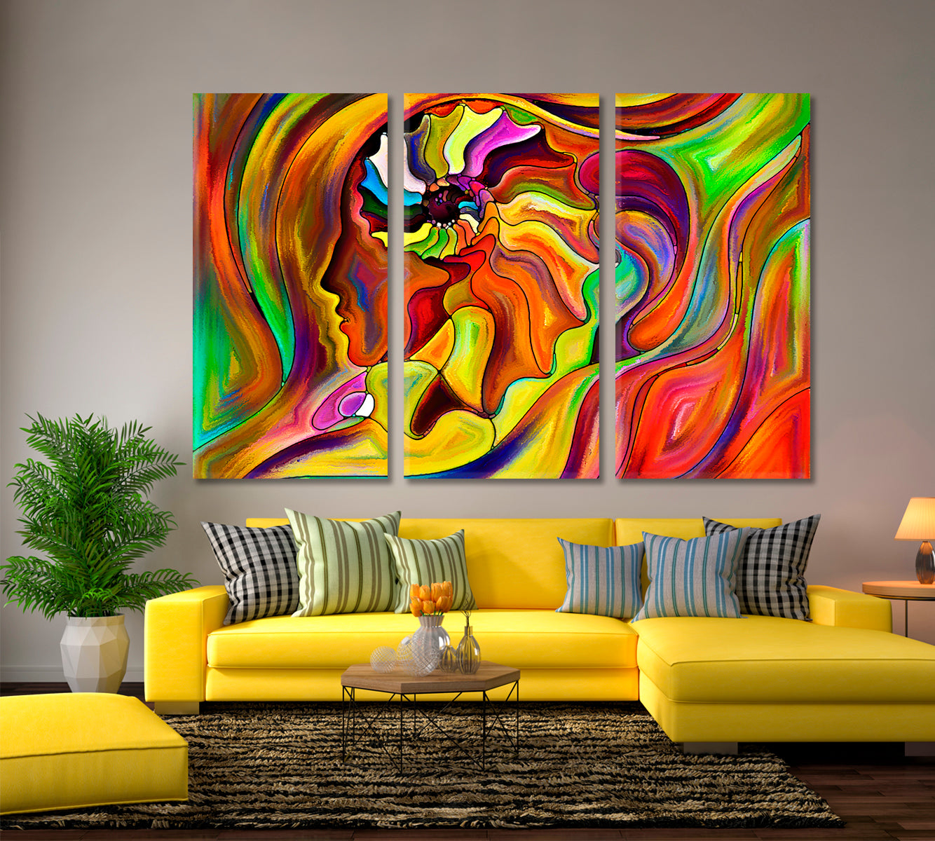 Life Forms And Lines Abstract Design Abstract Art Print Artesty 3 panels 36" x 24" 