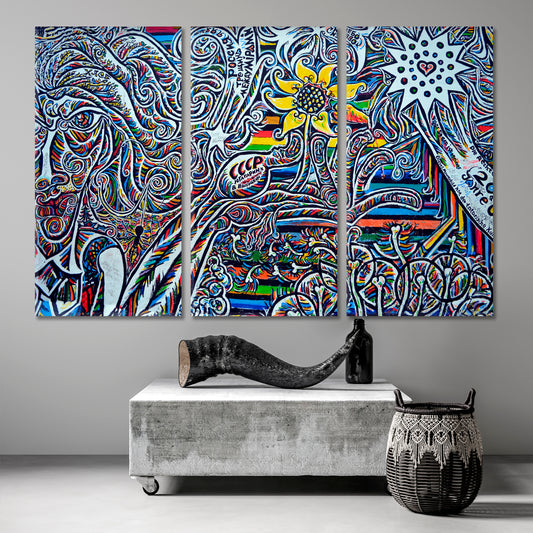 Graffiti Berlin Wall Street Art Abstract Canvas Print Street Art Canvas Print Artesty 3 panels 36" x 24" 