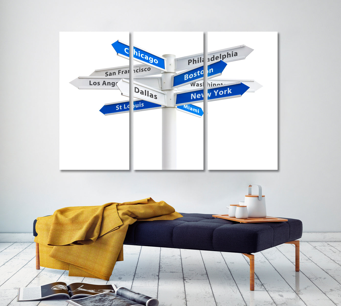 Major US Cities Crossroads Sign Canvas Print Cities Wall Art Artesty   