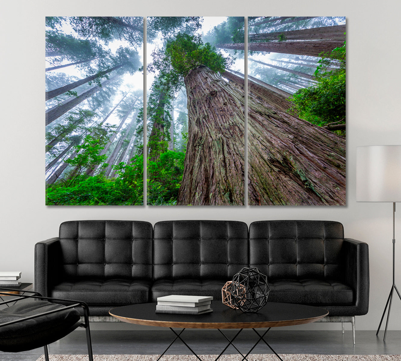 Huge Sequoias Trees Redwood National Park California Poster Famous Landmarks Artwork Print Artesty 3 panels 36" x 24" 