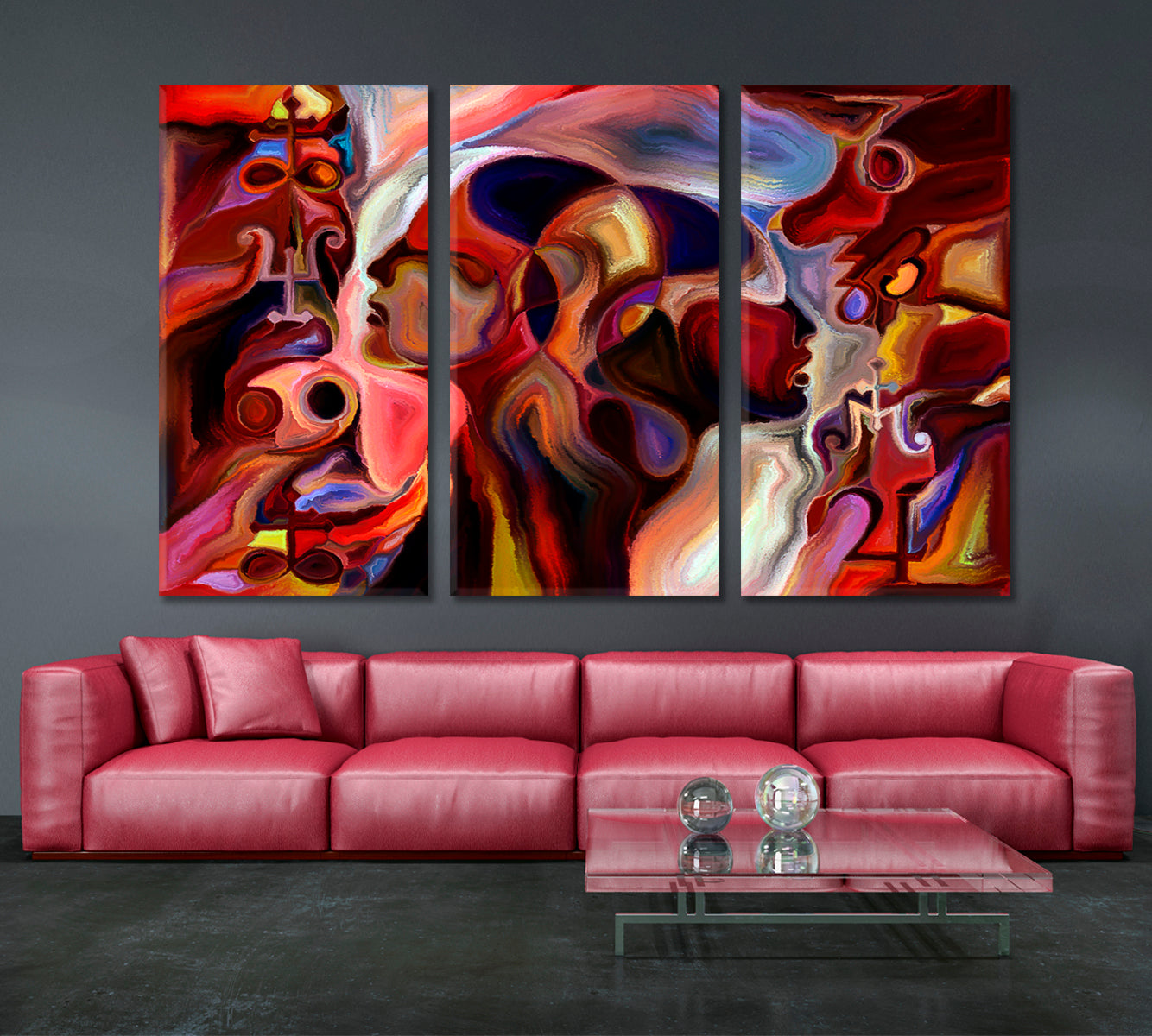 Sacred Forms of Thinking Consciousness Art Artesty 3 panels 36" x 24" 