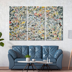 Splatter Abstract Painting Jackson Pollock Style Abstract Art Print Artesty 3 panels 36" x 24" 