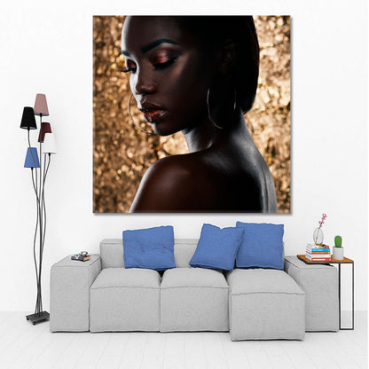 African Woman Gold Background Beauty Salon Artwork Prints Artesty   