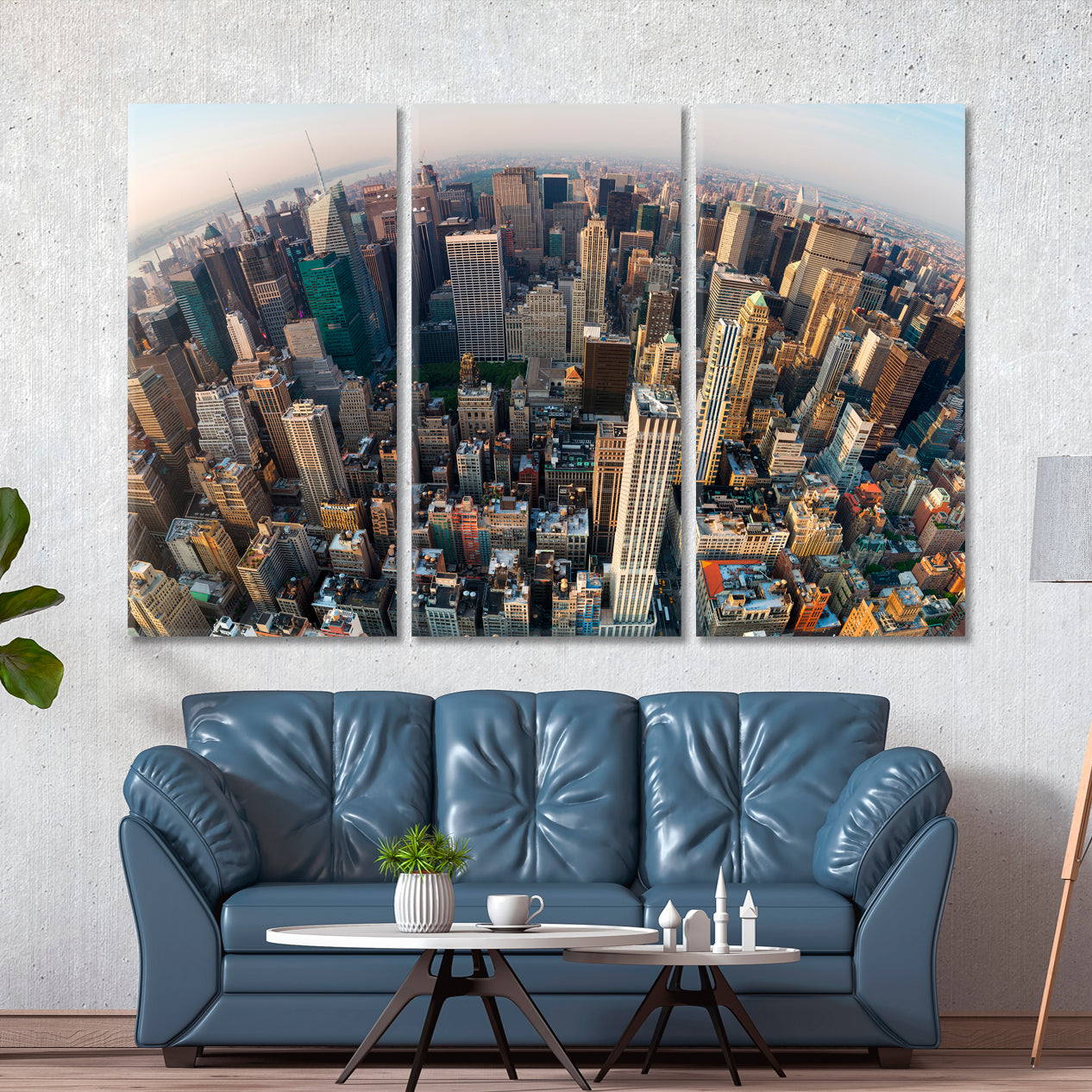 NY SKYSCRAPERS  Skyline New York City Central Park Aerial View Cities Wall Art Artesty 3 panels 36" x 24" 