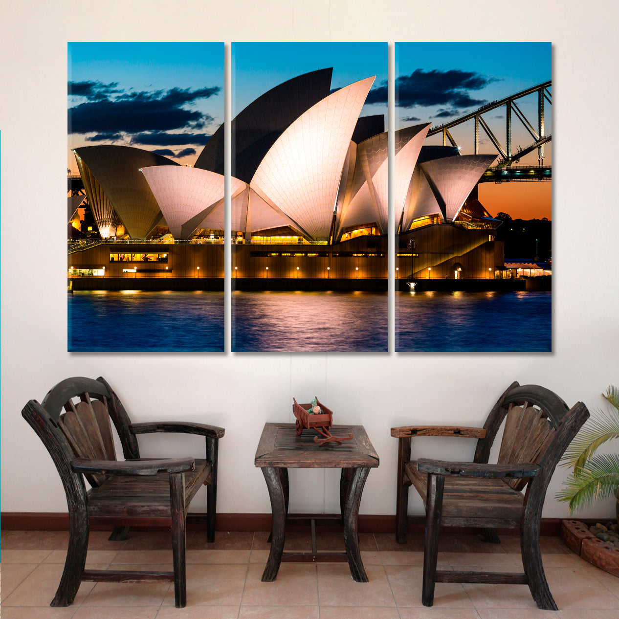 Iconic Sydney Opera House Skyline Australia Landmarks Countries Canvas Print Artesty 3 panels 36" x 24" 