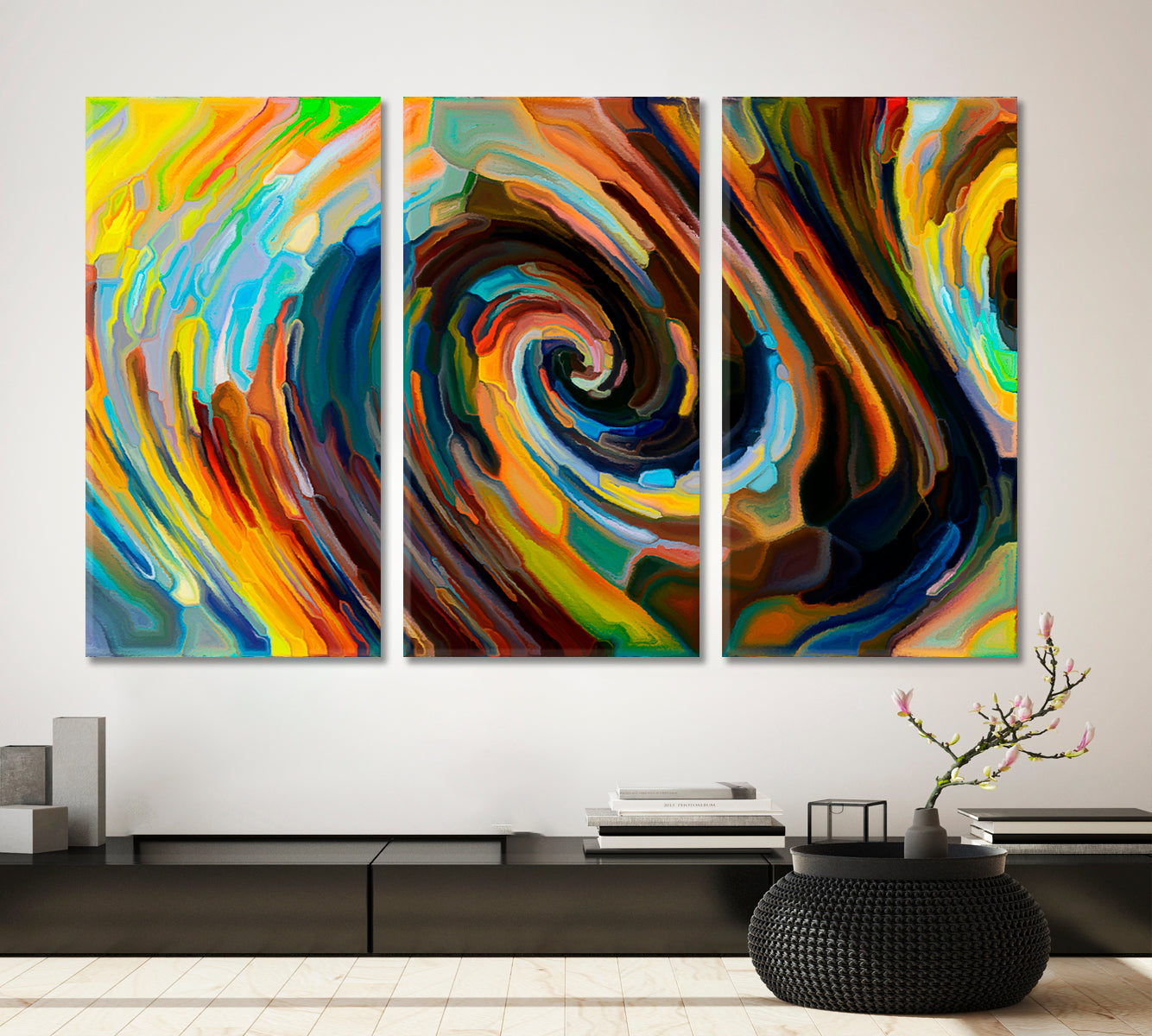 VORTEX INTERWEAVING FLOW Unique Abstract Art Abstract Art Print Artesty 3 panels 36" x 24" 