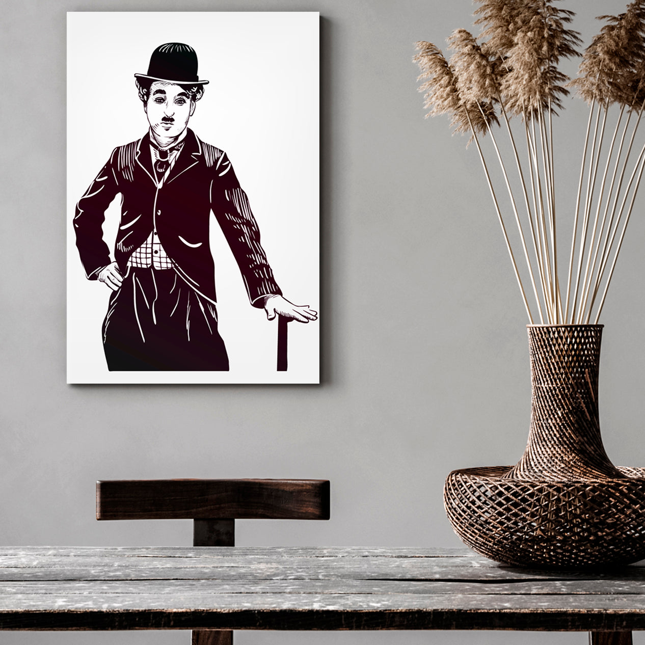 Charlie Chaplin Artwork Celebs Canvas Print Artesty   