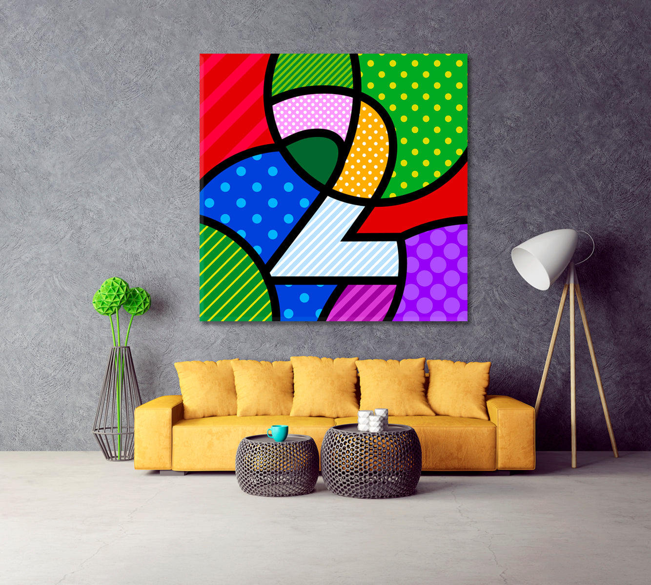 2 TWO Modern POP ART NUMBER Learning Concept for Children Abstract Art Print Artesty   