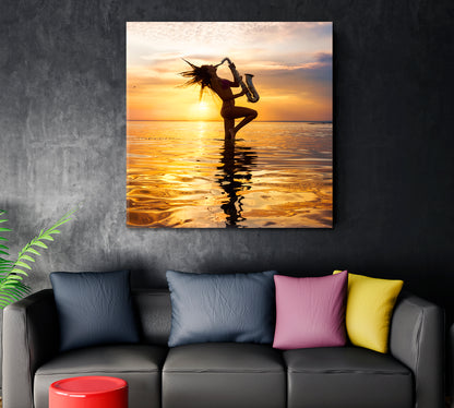 HOT JAZZ Picturesque Golden Horizon Landscape Sax Music Music Wall Panels Artesty   