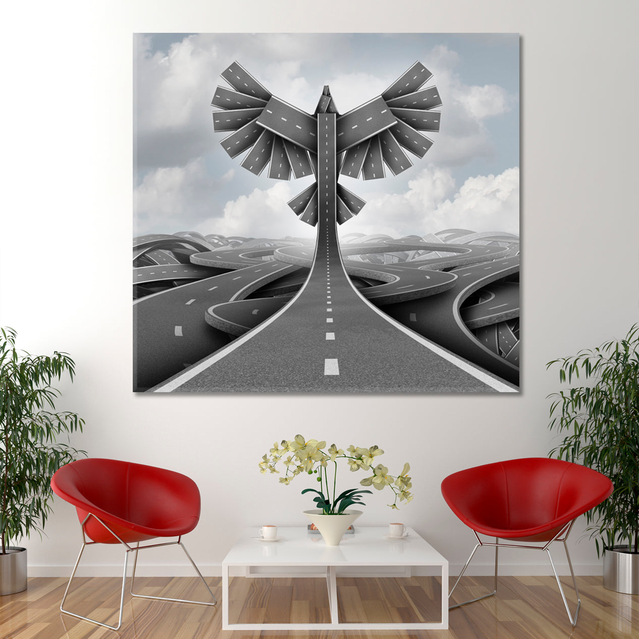 ROAD FREEDOM Business Life Motivation Concept Success Symbol Office Wall Art Canvas Print Artesty   