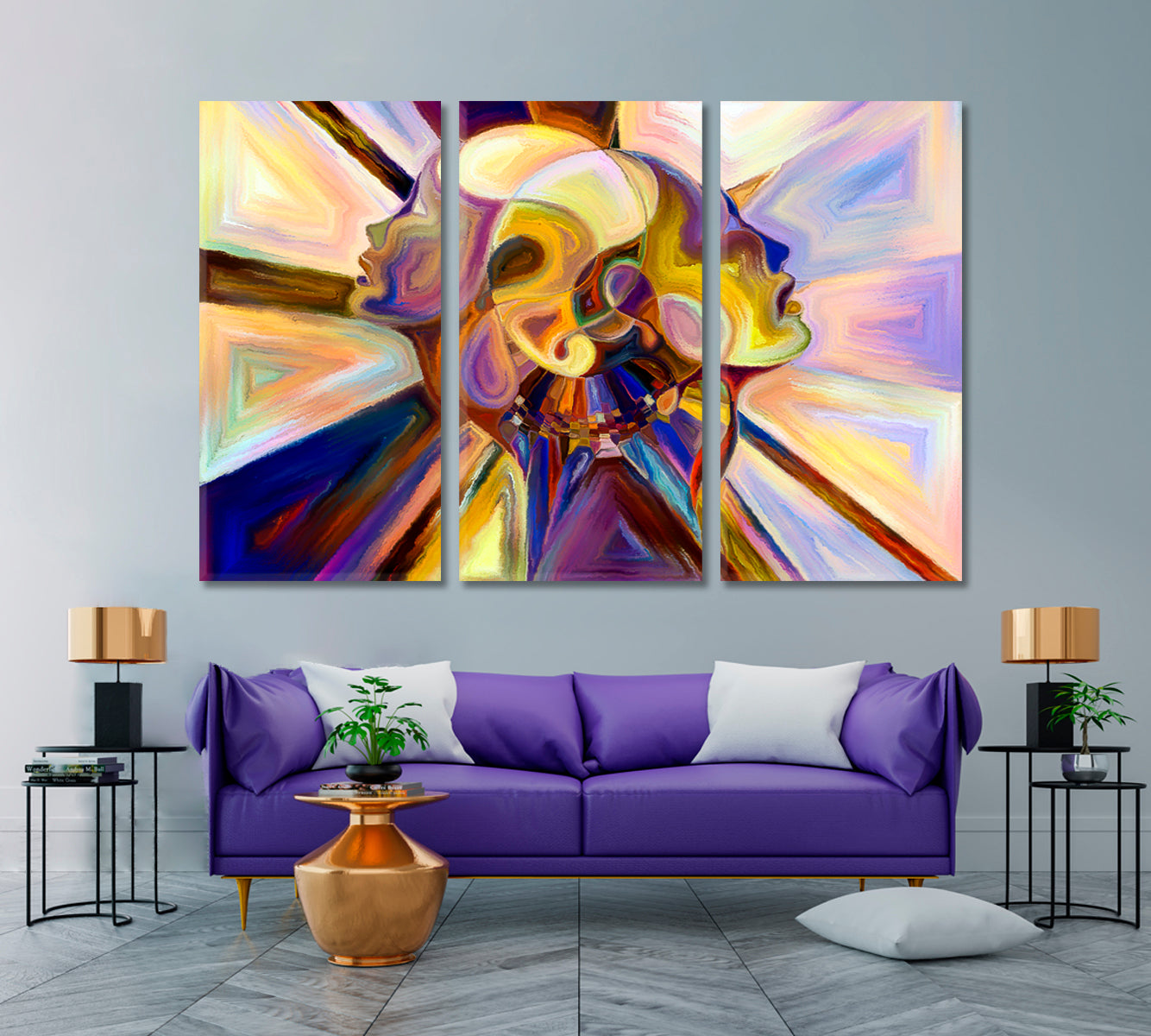 SHAPES Abstract Contemporary Abstract Art Print Artesty 3 panels 36" x 24" 