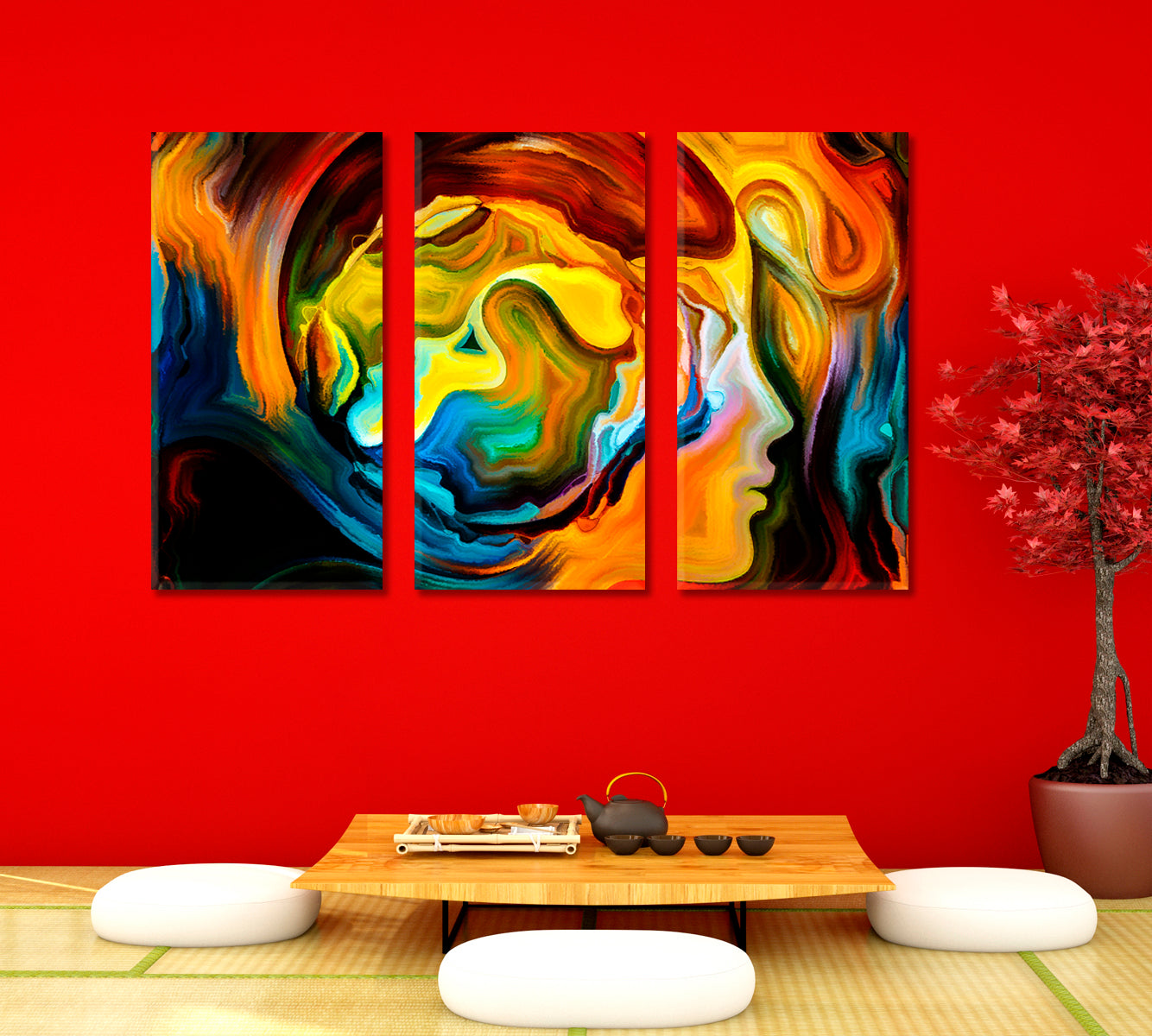 Forces of Nature Expressionism Consciousness Art Artesty 3 panels 36" x 24" 