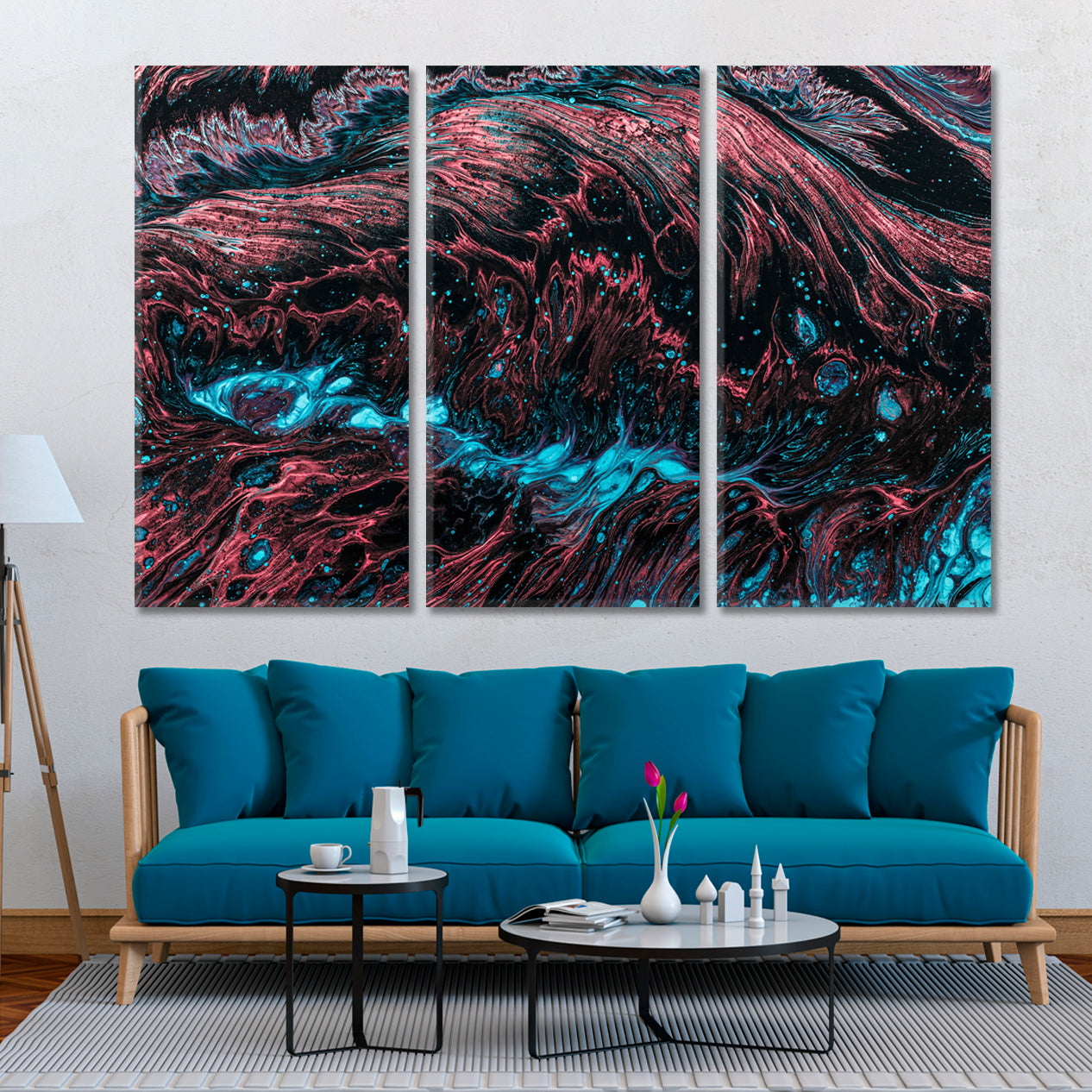 FRACTAL Turquoise Coral Black Abstract Creative Pattern Abstract Art Print Artesty   