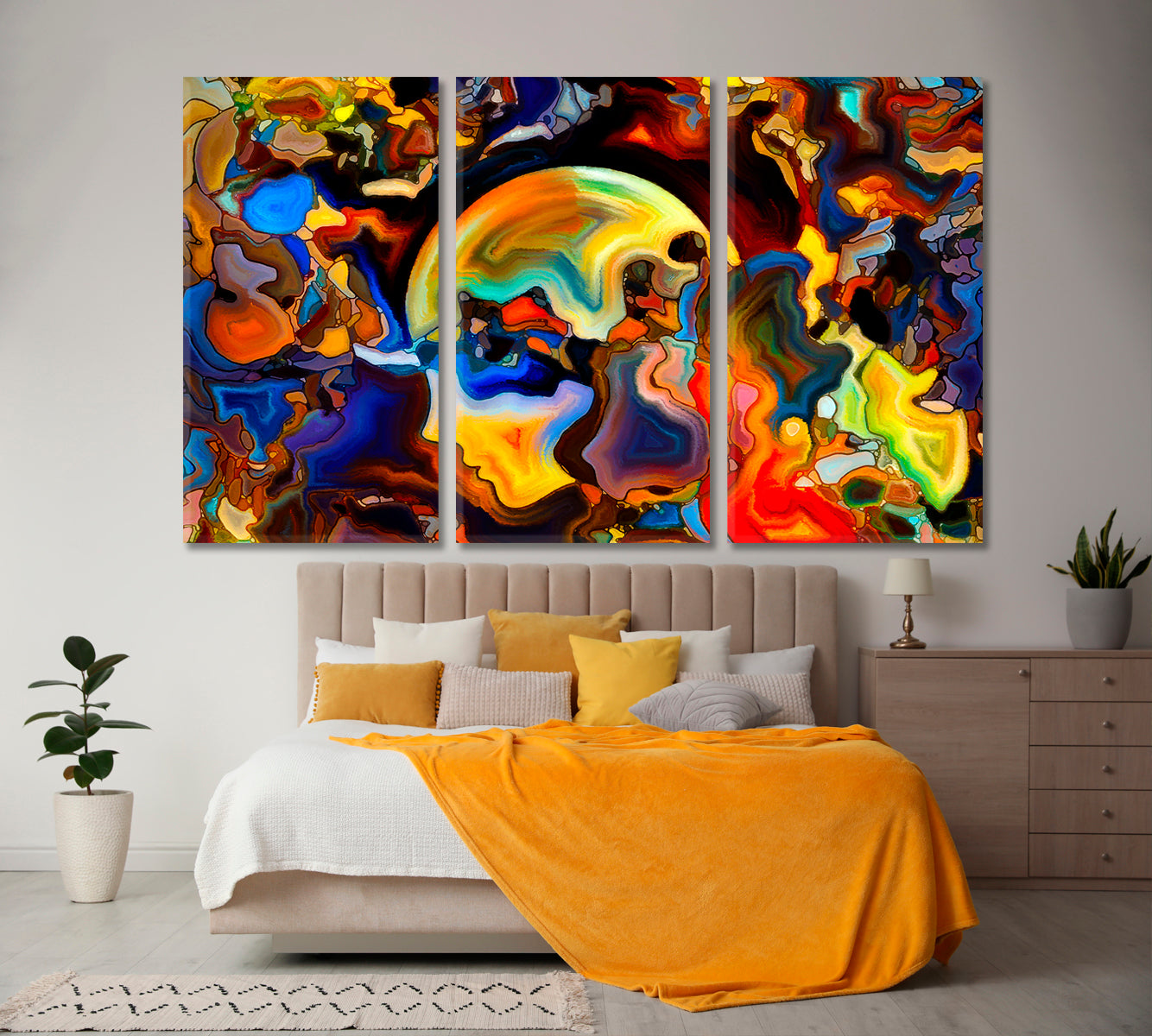 Colors Mind Shapes Abstract Art Print Artesty 3 panels 36" x 24" 
