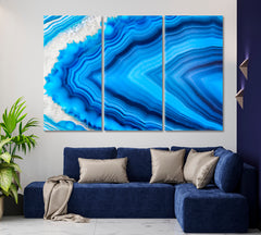 Amazing Blue Agate Crystal Cross Section Abstract Geode Art Abstract Art Print Artesty 3 panels 36" x 24" 
