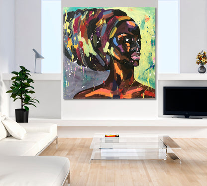 Black Lives Matter African Woman Turban Portrait Pop Art Style African Style Canvas Print Artesty   