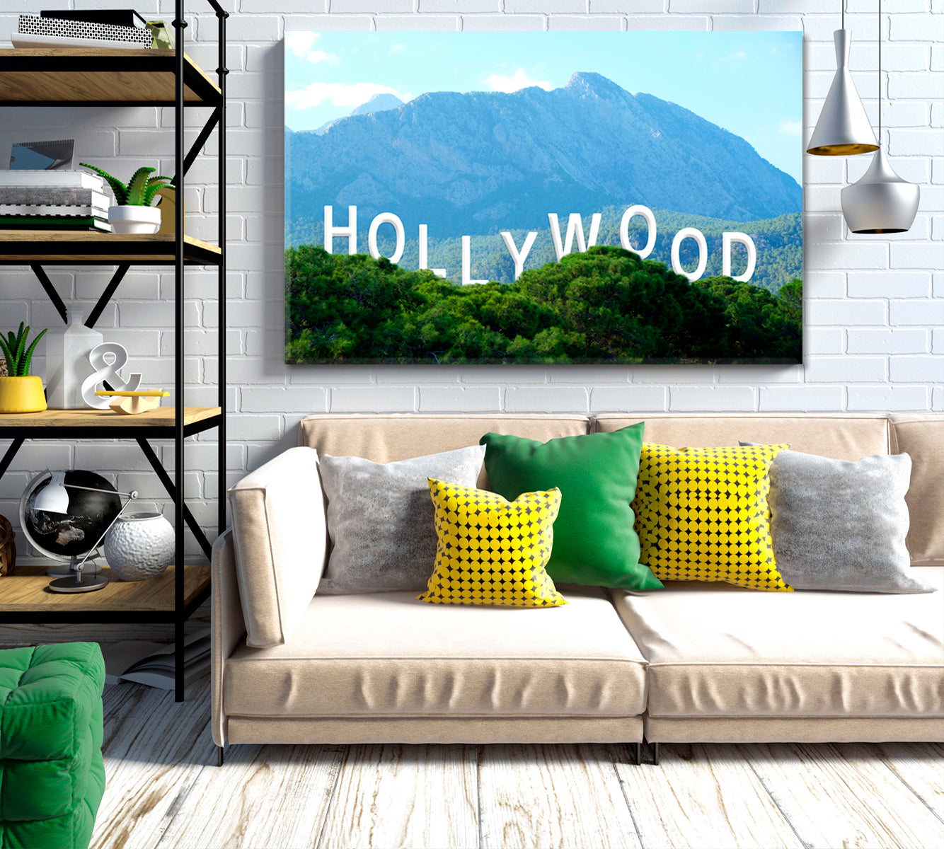 WORLD HOLLYWOOD Hollywood Hills Stunning Landscape Canvas Print Famous Landmarks Artwork Print Artesty   