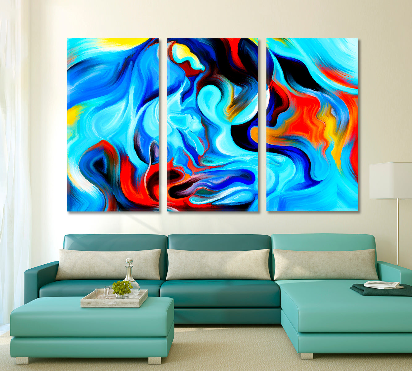 Color And Motion Abstract Art Print Artesty 3 panels 36" x 24" 