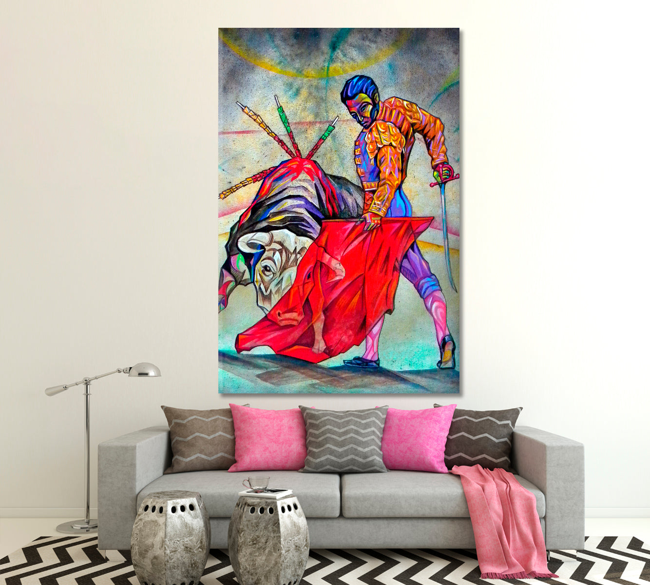 BULLFIGHTER Abstract Contemporary Cubism Style Abstract Art Print Artesty   