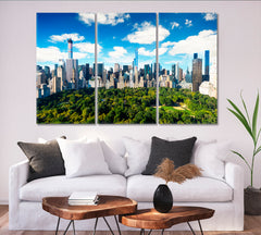 New York City Manhattan Central Park View Cities Wall Art Artesty 3 panels 36" x 24" 