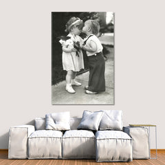 FIRST LOVE Adorable Kids Retro Vintage Vintage Affordable Canvas Print Artesty 1 Panel 16"x24" 